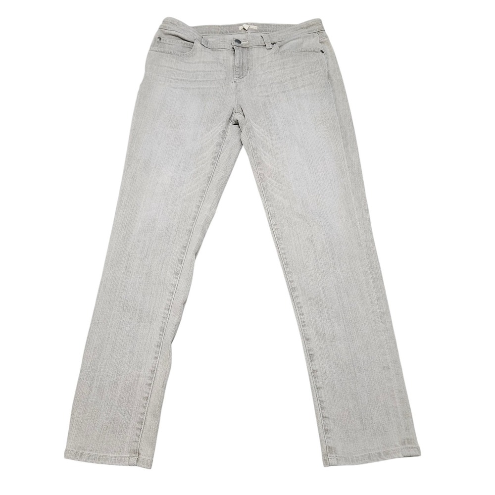 Eileen Fisher Jeans‎ Size 4 Straight Organic Cotton Stretch Light Gray USA Made
